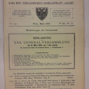 Heraldisch-Genealogischen Gesellschaft "Adler"  (Hg.) Monatsblatt der Heraldisch-Genealogischen Gesellschaft Adler. Nr. 231