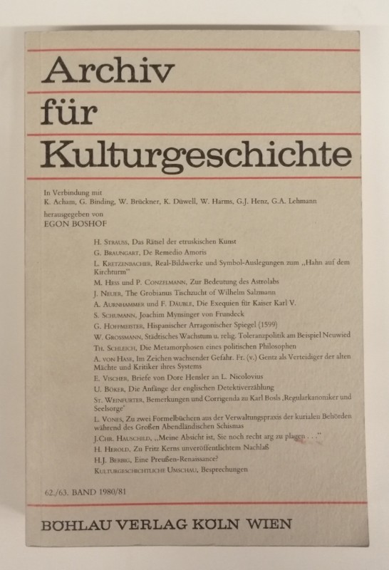 suelo Velas reducir Archiv für Kulturgeschichte. Bd. 62/63. Boshof, Egon (Hg.) bei Buch-Schaden