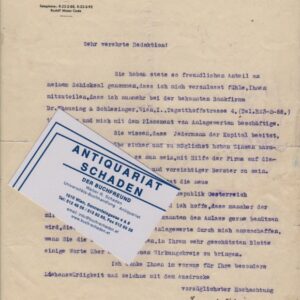 Brief  von Rudolf Wölfing vormals Erzherzog Leopold Ferdinand